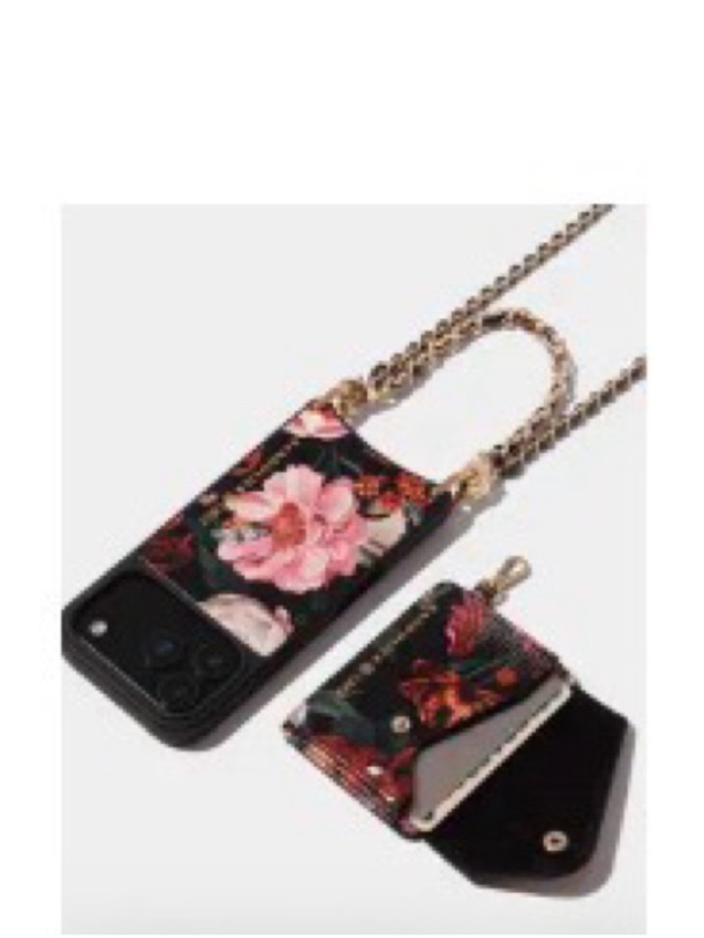 Bandolier Floral Crossbody Phone Case with Gold Chain